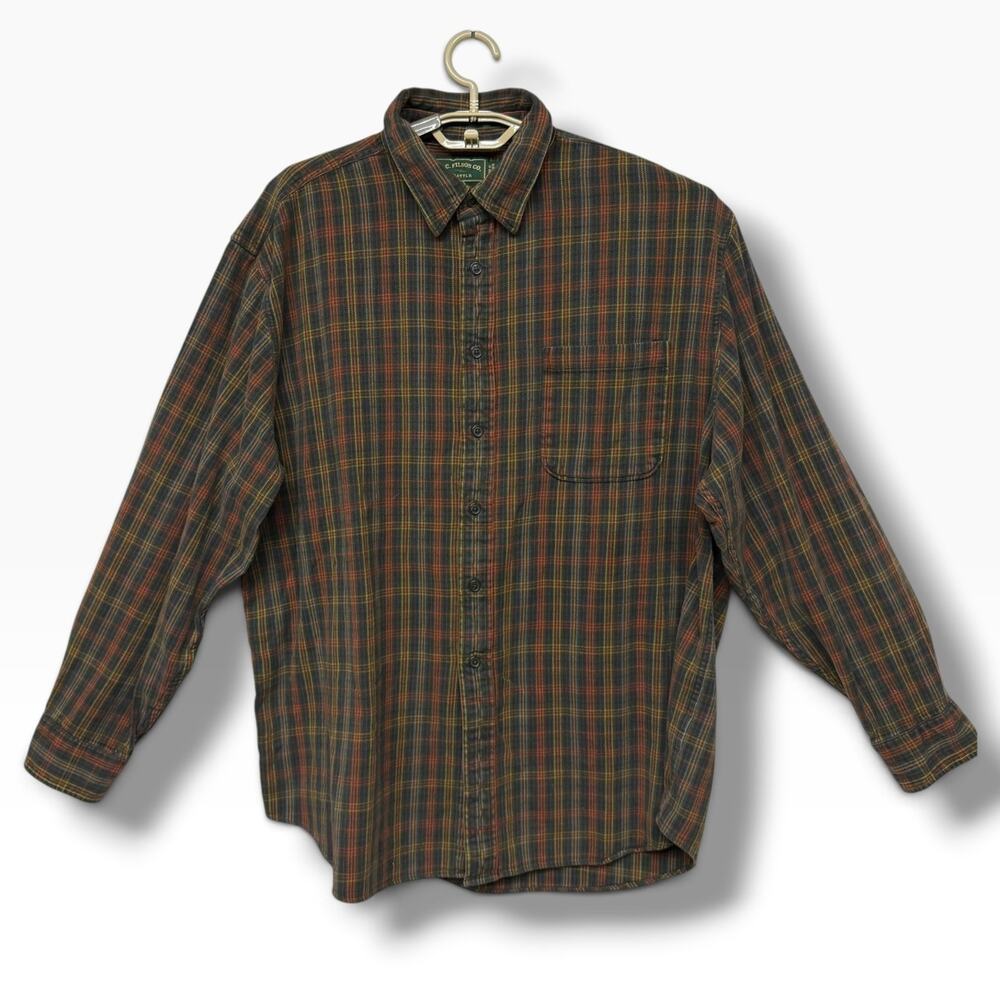 Vintage C.C. Filson Co Seattle Plaid Shirt XXL 2XL 100% Cotton Button Up Utility